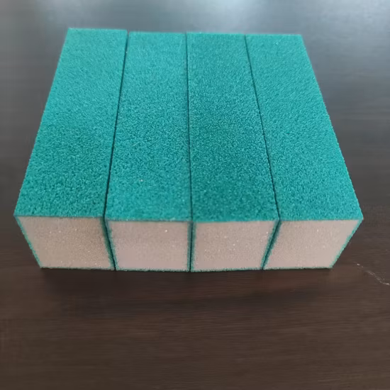 Bloque de amortiguación verde, esponja de 4 lados, pulidor de uñas de 4 vías